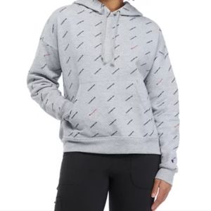 Champion Women's Powerblend Relaxed Hoodie Print Kangaroo Pockets Size 2XL